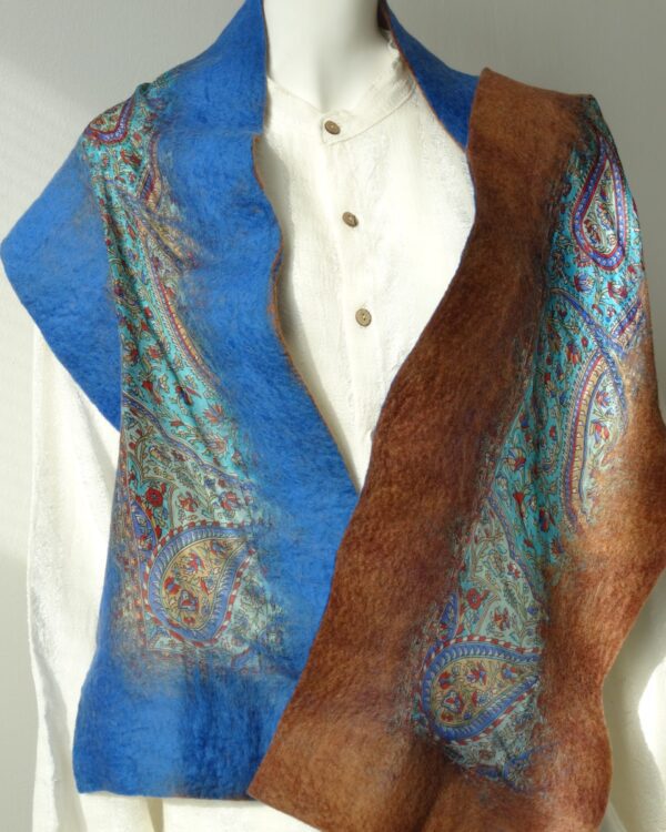 Hodvábný šál (Blue Brown)